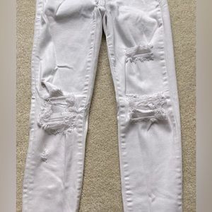 American Eagle white next level stretch short ripped jeans